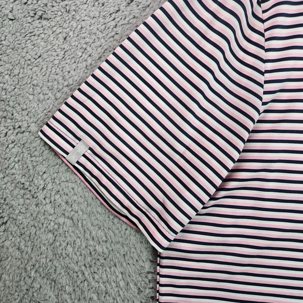 RLX Ralph Lauren Polo Shirt Men Size‎ XL Wicking Short Sleeve Pink Black Striped